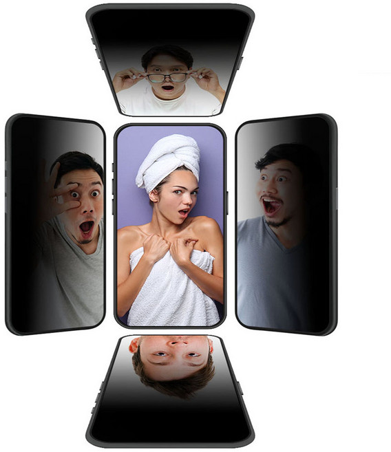 램스혼 iPhone 전용 프라이버시 글라스 360도 사생활보호 강화유리, 2개입