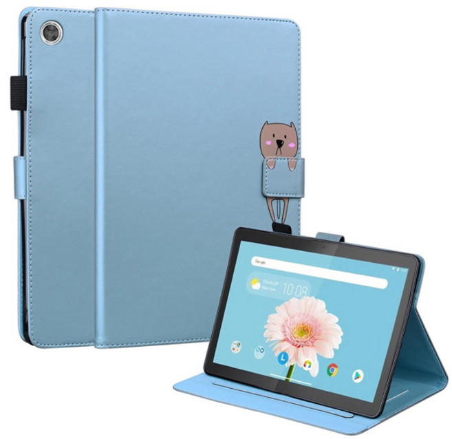 레노버 탭 리전 Y700 2세대 1세대 심플캐릭터 스탠드 펜홀더 가죽 플립 태블릿 케이스, stc063 블루
