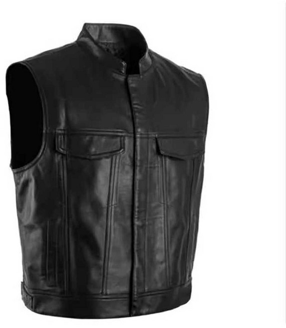 숄더 가죽 오토바이 제품 펑크 스탠딩 조끼 단색 인조 팀 칼라, 1개, 3. L / 블랙