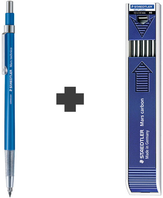 스테들러 홀더펜 2.0mm 780C + 홀더심 200 HB, 홀더펜 780c 1개+홀더심 HB 1개 세트