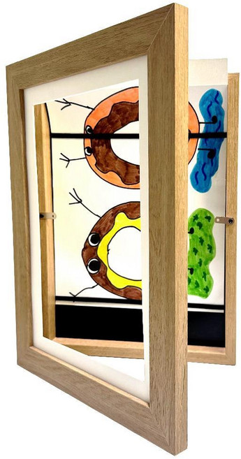 그림 보관 액자 자격증 상장 아이그림 전시 개폐식 액자프레임 A4 벽걸이형, 우드, A4 21x29.7cm, 1개