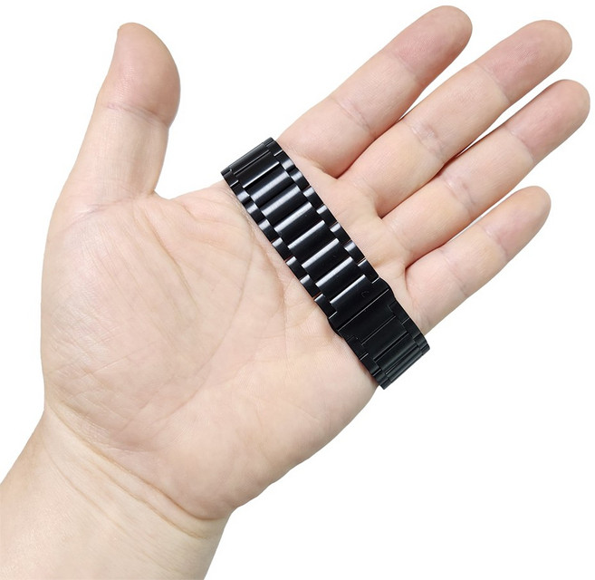 갤럭시워치 호환 메탈 스트랩 스틸 밴드 시계줄 20mm 표준, 블랙, 1개