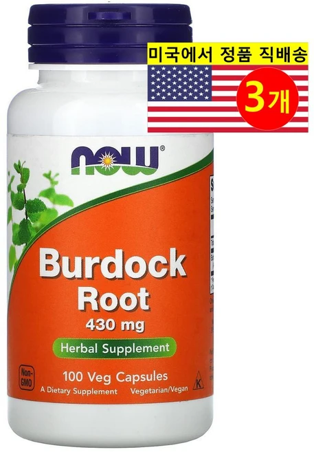 나우푸드 우엉 뿌리 Burdock root 버독 루트 430mg 100정 3통, 3개 - 쿠팡
