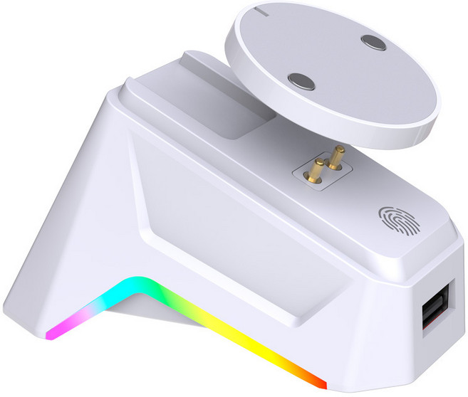 로지텍 지슈스 지슈라2 덱스 레이저 호환 무선 마우스 RGB 충전독 거치대, 화이트, 충전독 색상