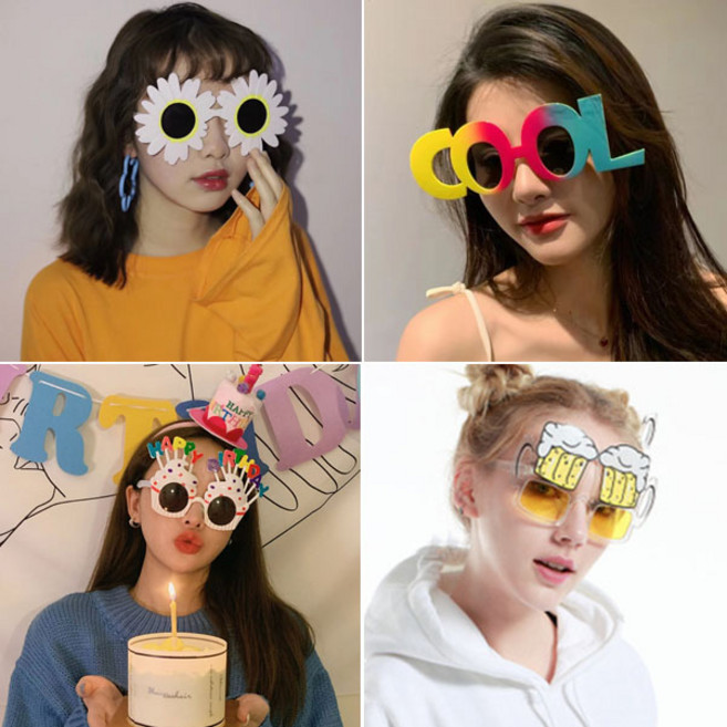 생일파티 웃긴 선글라스 인싸안경 생파안경 재미있는사진, 해바라기안경(화이트)