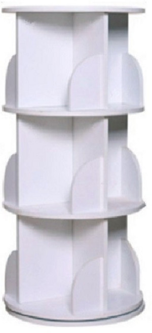 快樂奶爸 升級款封邊加大360度旋轉書架 置物收納書櫃 穩固耐用, 圓形, 3層