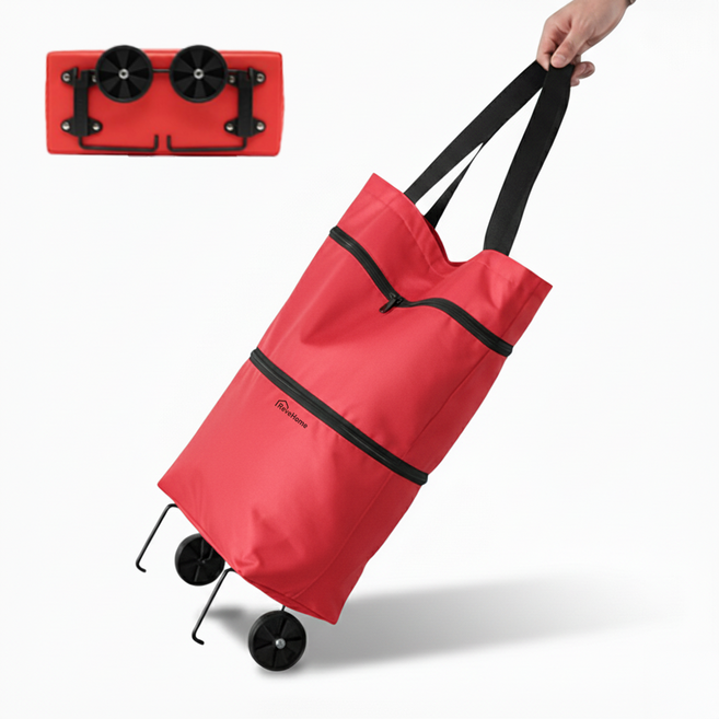 레브홈 접이식 장바구니 폴딩 카트 구르마, 1개, 레드
