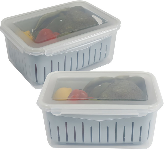 제오닉 야채 채소 과일 보관 물빠짐 채반 밀폐용기, 2개, 4L