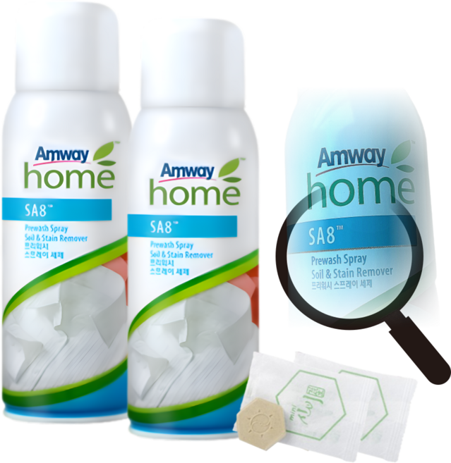 [정품단독구성] 암웨이 SA8 스프레이 얼룩제거 세제 2개입 + 신기한비누 미니 2ea 포함 / 신비체테라피, 350g, 2개