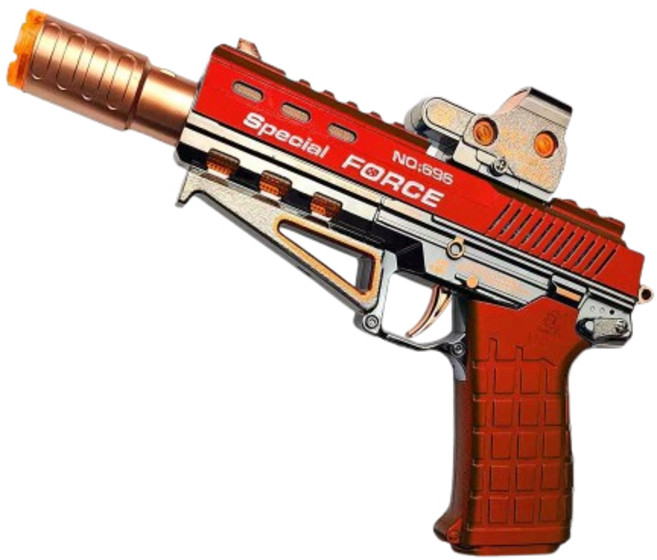 聲光玩具手槍 附瞄準鏡 噴霧射擊 震動後座力 ABS材質 藍色/紅色, 1個, 聲光玩具槍-紅色