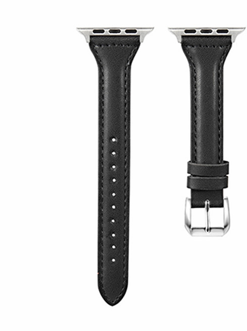 투에이비 애플워치 호환 가죽 슬림 볼륨 스트랩, 블랙, 1개