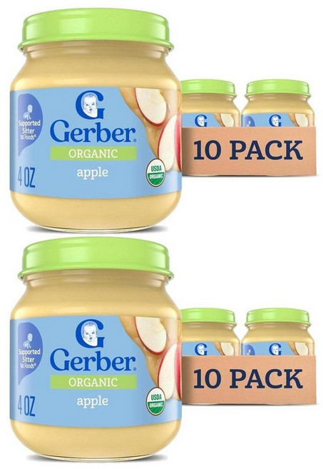 Gerber 거버 오가닉 1단계 퓨레 사과 113g, 20개