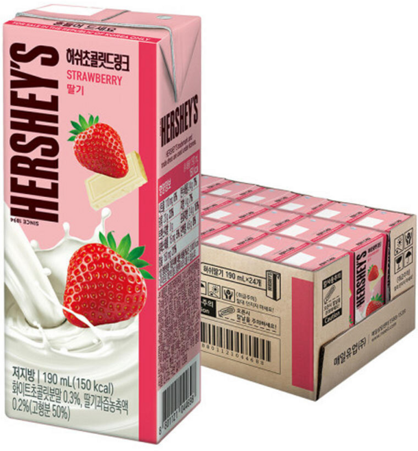 매일유업 허쉬 드링크 딸기, 190ml, 24개