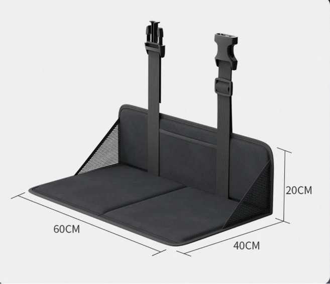 山海人 汽車床延伸板 SUV通用車床延長板 絨布親膚面料 可折疊附收納袋 穩固支撐平整化套件, 單人黑