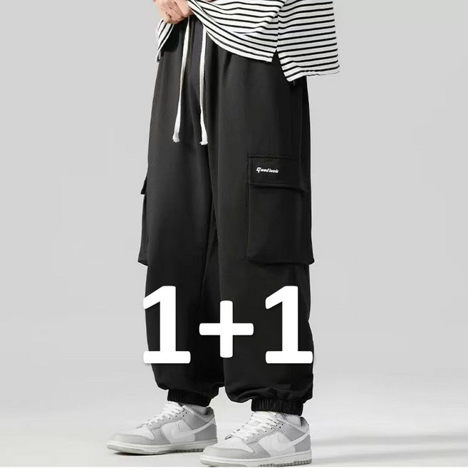 (1+1 2벌) XL-10XL 고퀄리티 히트세븐 남성 와이드 트레이닝 스판 조거팬츠 빅사이즈 오버핏 조거 통넓은 트레이닝바지 카고바지 H82