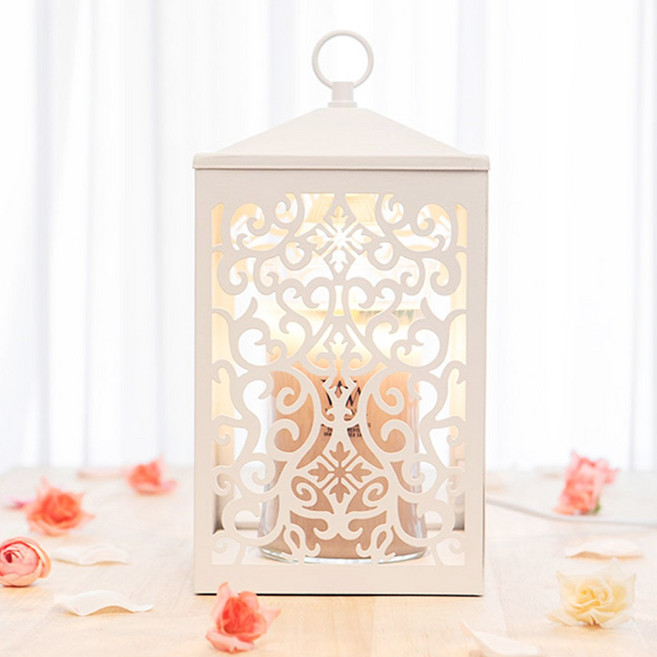 우드윅 자캔들 라지 스크롤 화이트 캔들워머 세트, 파이어사이드