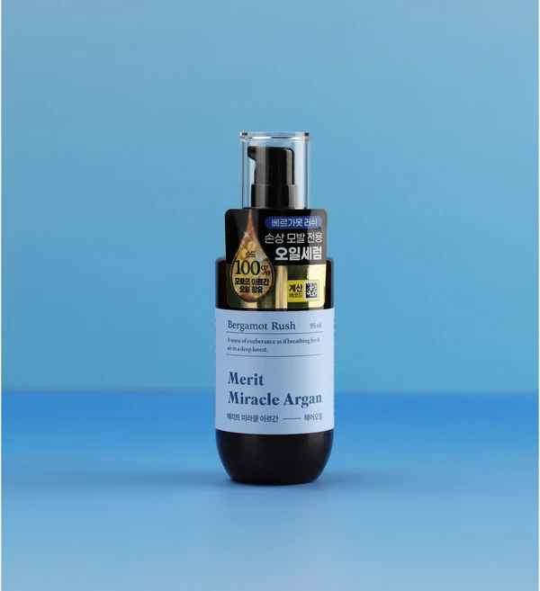 메리트 미라클 아르간 오일 베르가못 러쉬 95 ml 극손상모케어 리얼아르간 오일, 1개, 95ml - 쿠팡