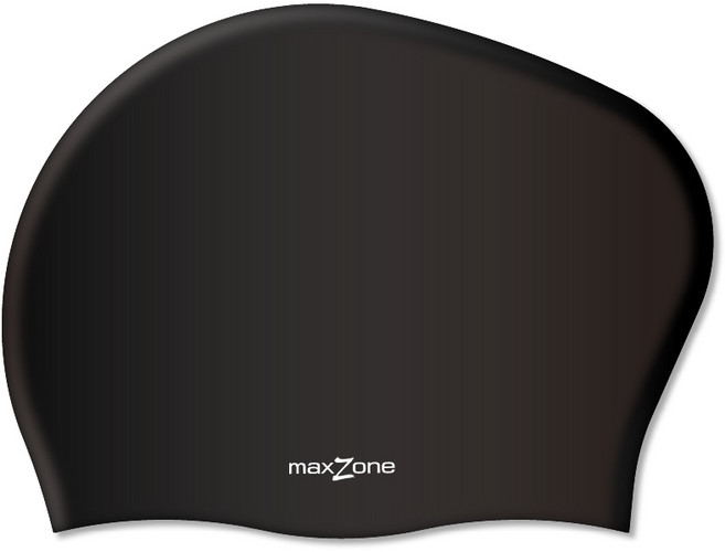 맥스존 롱심볼로고 긴머리 실리콘 성인 수영모자 대두 롱헤어 솔리드 플레인, 롱심볼로고BK, 1개