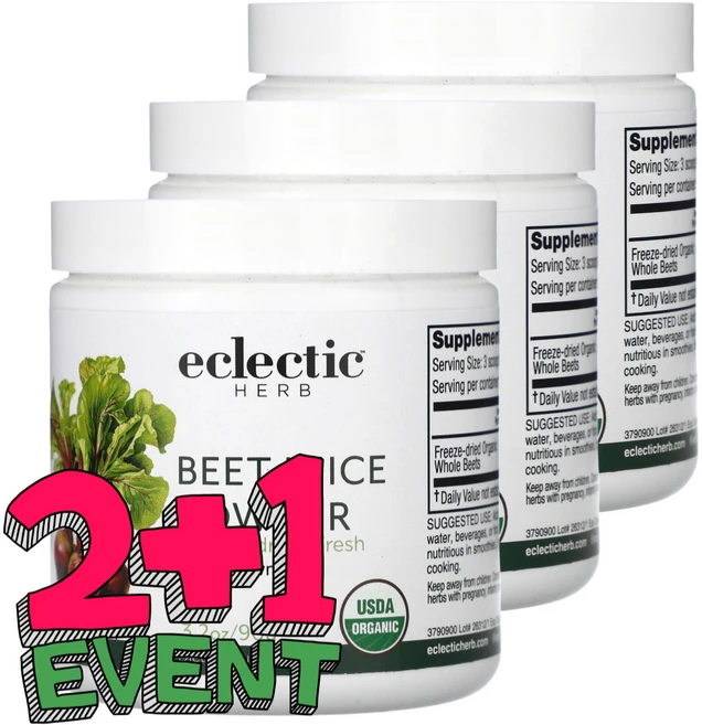 [2+1] 이클레틱 허브 Eclectic Herb 신선동결건조 비트 쥬스 파우더 Beet juice powder 90g / 해외직구 미국정품, 3개 - 쿠팡