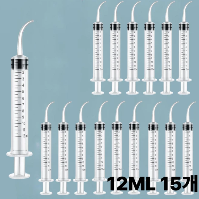 언더독5 피딩용 커브 주사기 파충류 강아지 고양이, 12ML, 15개 - 쿠팡