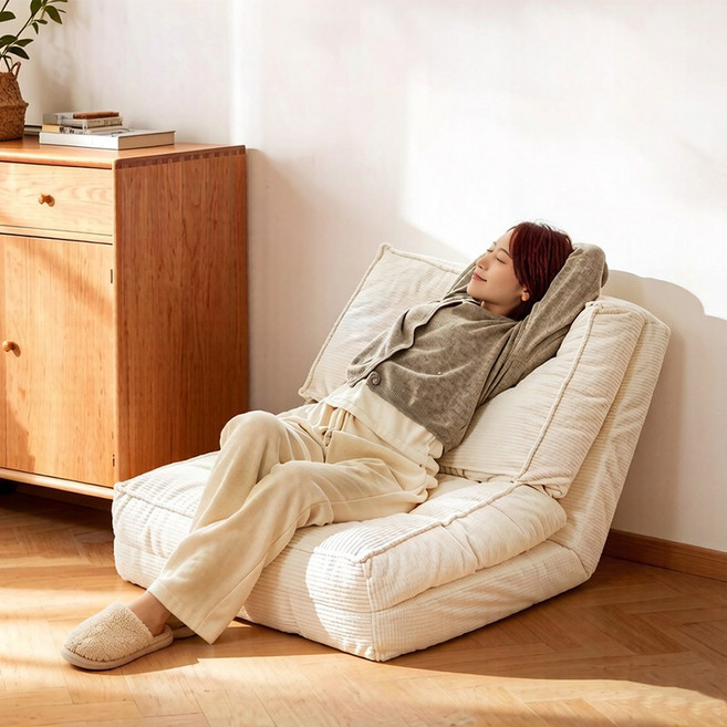 Surkat 접이식 소파베드 1인용 다용도 소파베드 원롬소파 휴식용 패브릭소파패드 쿠션, 화이트