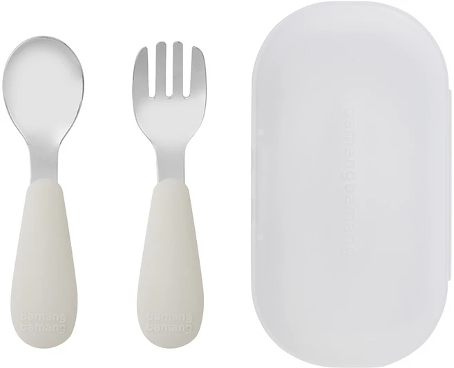 바망바망 유아 수저&포크 세트, 1개, 오프화이트 - 쿠팡