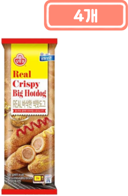 오뚜기 리얼바삭한 빅핫도그, 4개, 120g