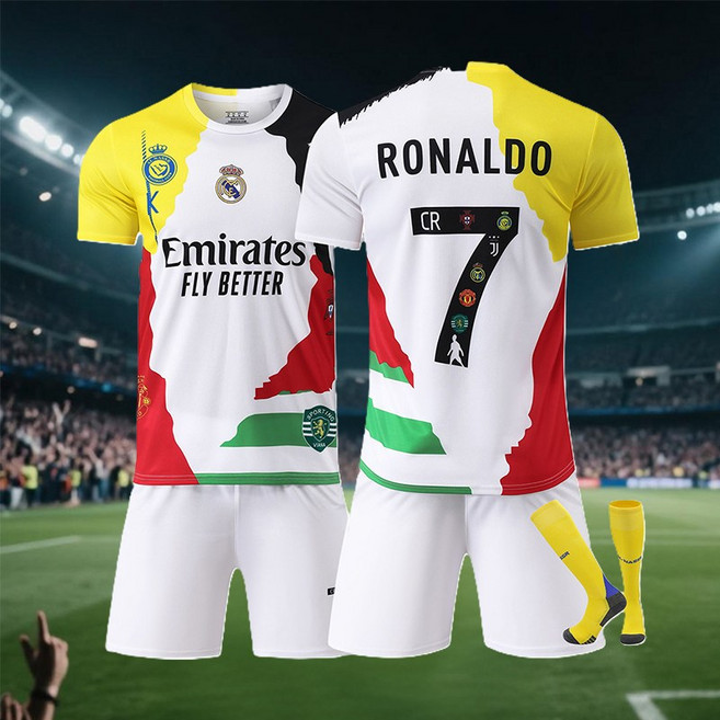 25 26 시즌 레알 마드리드 축구 클럽 기념판 호날두 7번 리야드 빈티지 축구 유니폼 세트 호환상품