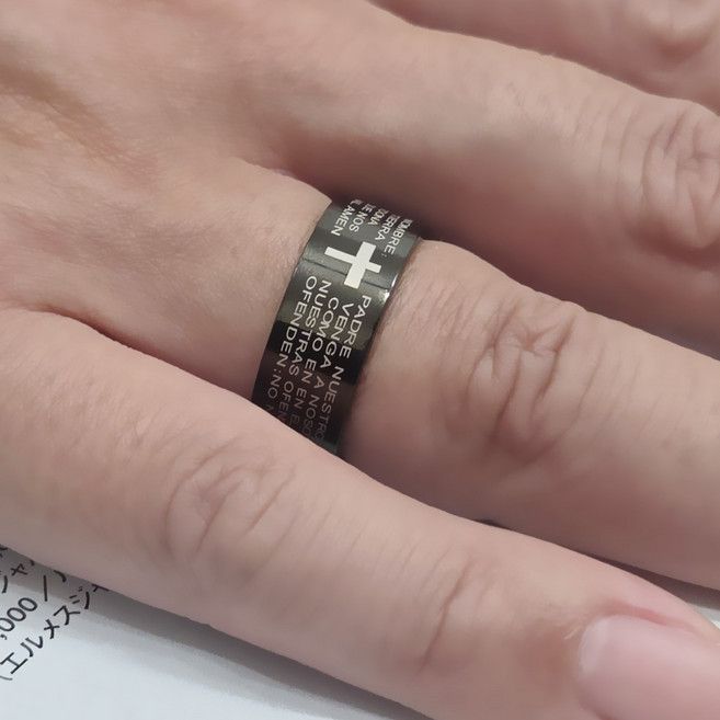 [골드러쉬] R207 스틸반지 커플링 남녀공용 십자가 심플 검정엔틱 남자패션반지