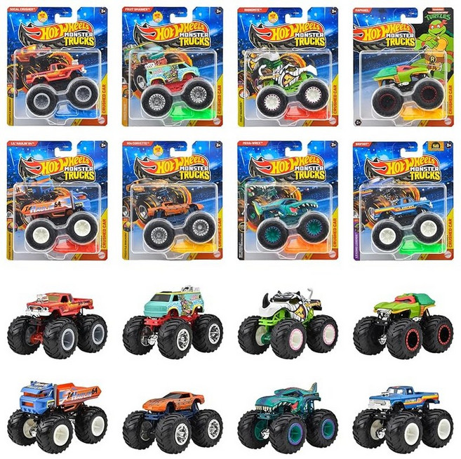 핫 휠 (Hot Wheels 몬스터 트럭 164 어소트먼트 탈것 장난감 미니카 8대들이 BOX 판매 3세부터 멀티 983F-FYJ44