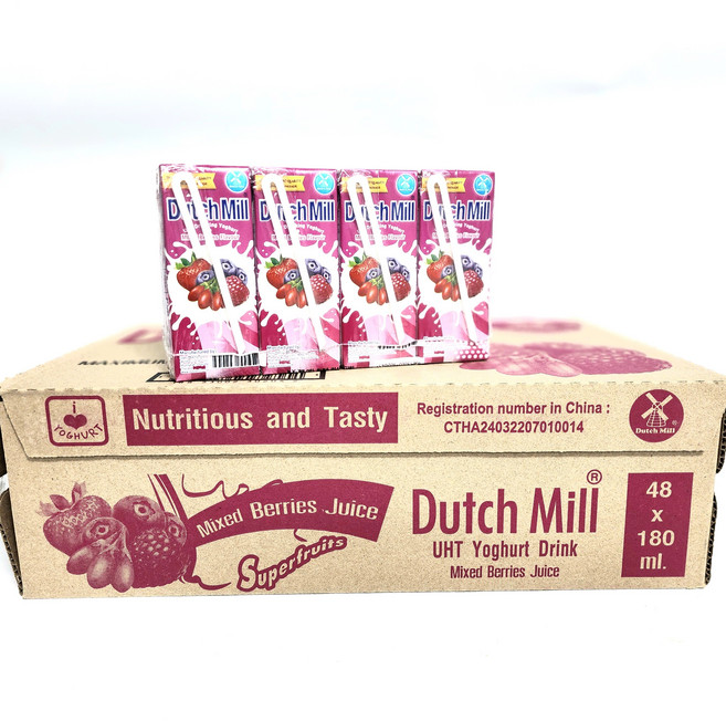 태국 더치밀 믹스베리맛 / Dutch Mill drinking yoghrt Mixed Berries flavour 180ml, 48개
