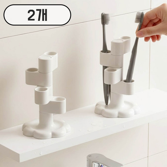 깔끔더하기 회전식 다용도 꽂이 정리함, 2개, 화이트