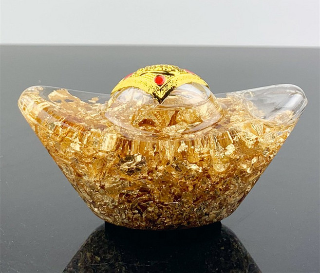 금박 크리스탈 복주머니 장식품 주괴 장식품 부를 불러일으키는 사과 개업 선물 새롭고 독특한 거실 장식, 원보(7cmx7cmx10cm)