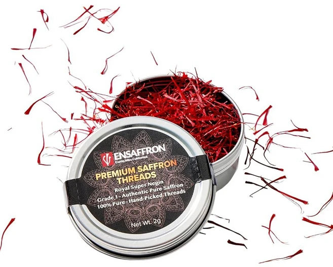 EnSaffron – 1g 천연 프리미엄 두꺼운 올 레드 사프란 실 햇빛 가공 등급 A+ 슈퍼 네긴 GMO 인증 차 빠에야 쌀 디저트 골든 밀크 및 리조또용 24026, 2.0 Grams, 1개, 12g - 쿠팡