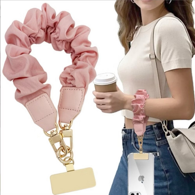 天使花園 附墊片 手機防丟繩 手腕掛繩 斜背帶, 短款 粉色 掛繩, 1個