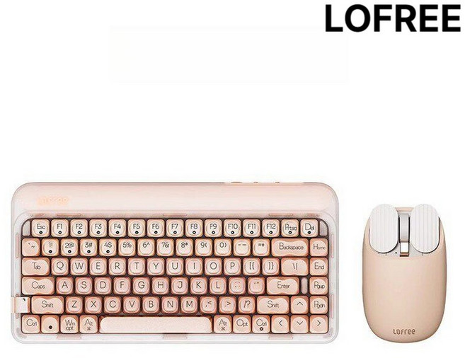 LOFREE 로프리 유무선 블루투스 기계식 키보드 블랙 실버 청축 나만의 예쁜 색감장인 터치감좋은, 파운데이션(핑크베이지)키보드 + 마우스, 자일론 주문제작 스위치