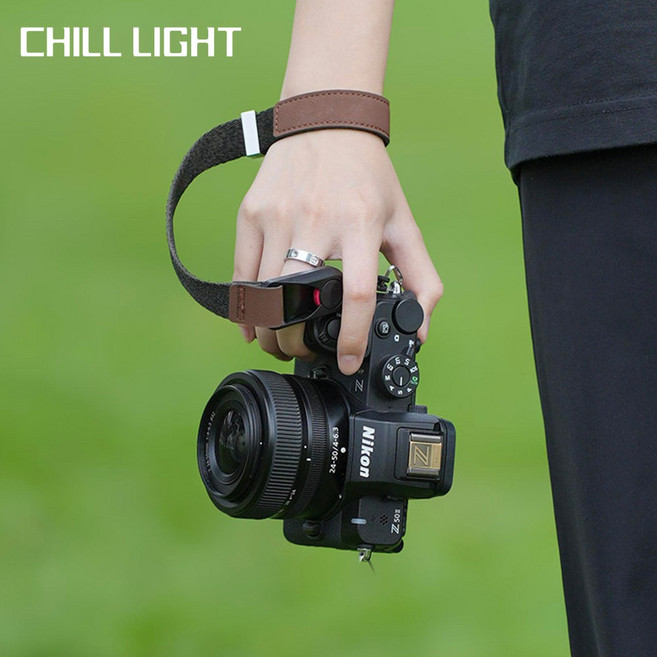 CHILL LIGHT 숄더 감압 스트랩 퀵 릴리즈 퀵 장착 플레이트 소니 캐논 후지 니콘 등 다양한 카메라 호환 크로스 스트랩 손목 밴드, 1개, 브라운 손목 밴드