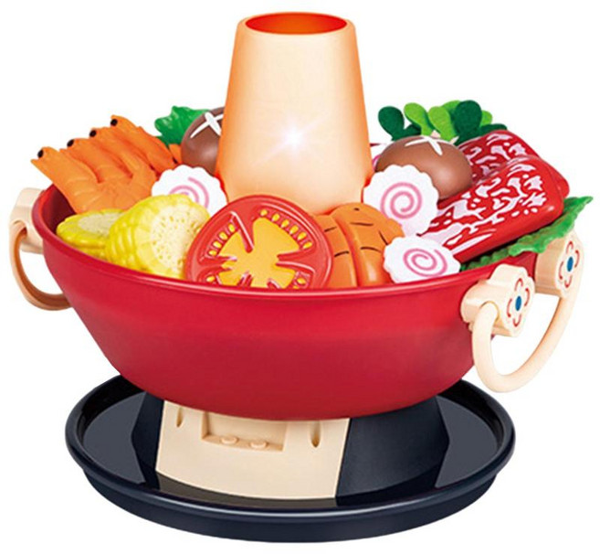 shangren 시뮬레이션 주방 playset 장난감 냄비 요리 장난감 어린이를위한 요리 기술 학습 3 4 5 6 남여 어린이 휴일 선물, 21x20x28cm, ABS 플라스틱, 42개 블루, 1개