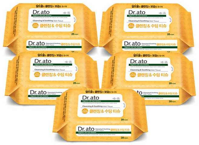 닥터아토 쌀뜨물 클렌징 수딩 티슈 20매 5개, 20매입