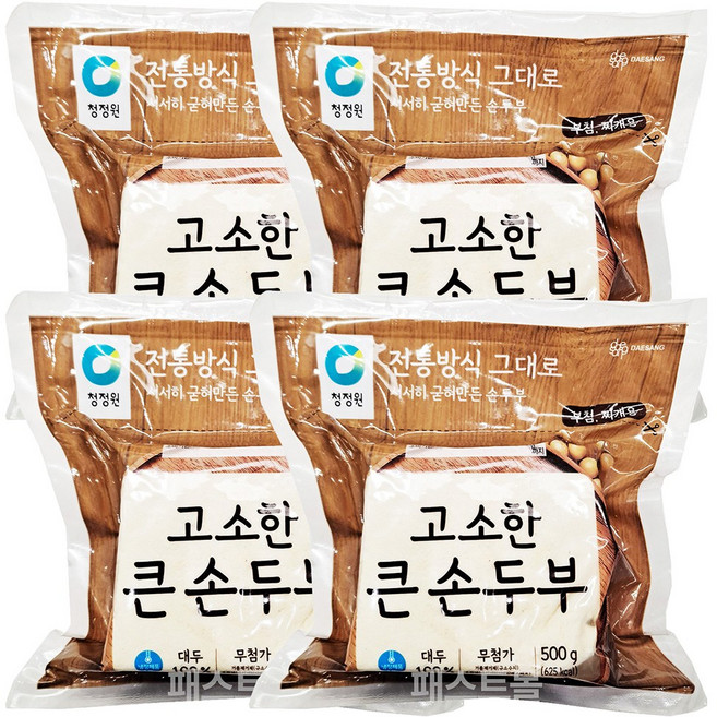 청정원 고소한 큰손두부, 4개, 500g