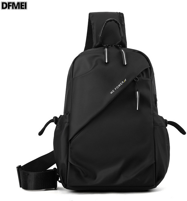 QRU 多功能防潑水胸包斜挎單肩包休閒運動揹包男士斜挎包