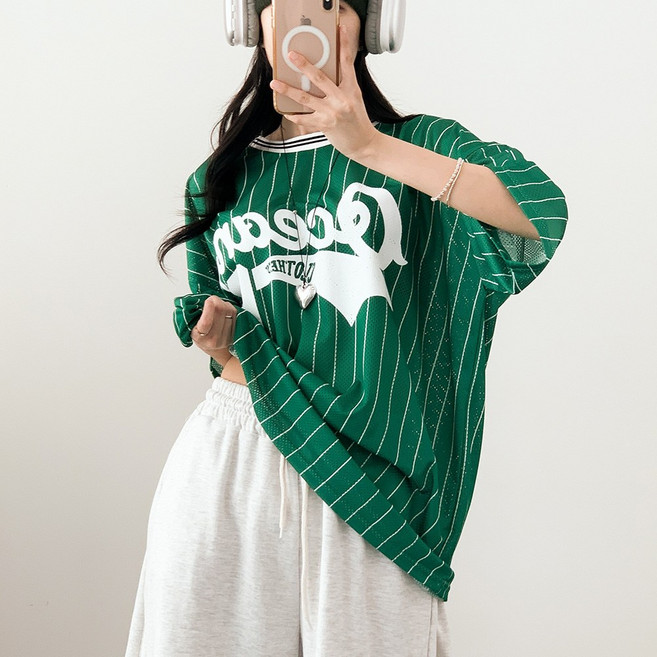 댄마샵 식스 매쉬 오버핏 반팔티 방송댄스복 줌바댄스복 에어로빅복 상의