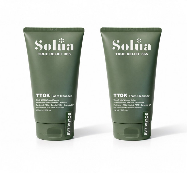 솔루아랩 트루릴리프365 떡폼 클렌저 민감성 피부 모공청소 피지흡착 저자극 피부진정 피지개선 팩클렌저, 150g, 2개