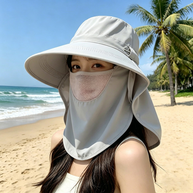 양볼 커버 소두핏 모자 얼굴 햇빛가리개 UV차단 여럼 햇빛 가리개 모자 농사 밭일 아웃도어