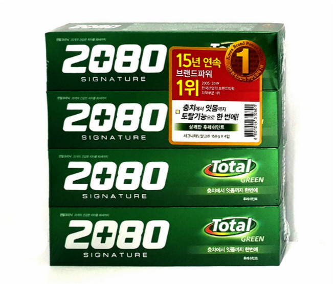 2080 시그니처 토탈그린 치약 125g, 4개