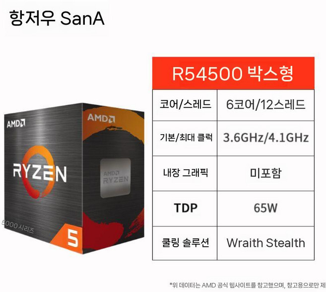 Ryzen R5 5500 5600 5600X 5600GT 5700X CPU 벌크, A. 한 박스 (4500)