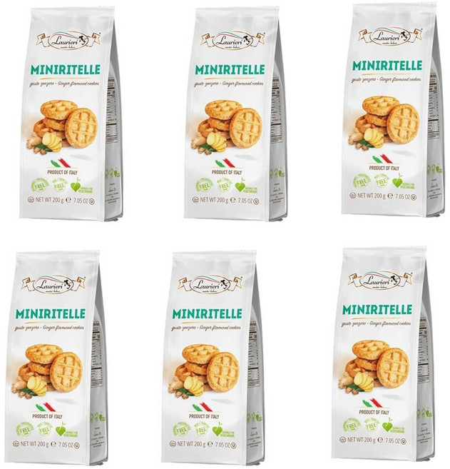 Laurieri MINIRITELLE 비스코티 진저 이탈리안 쿠키 코셔 비건 80g-6팩132127, Laurieri MINIRITELLE 비스코티 진저 이, 200g