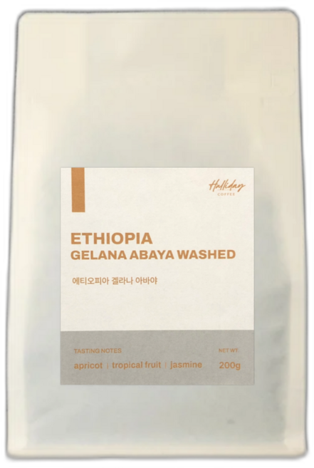 할리데이 에티오피아 아바야 게이샤 G2 로스팅 커피 원두 맛있는 홀빈 콩 산미, 200g, 1개, 커피메이커