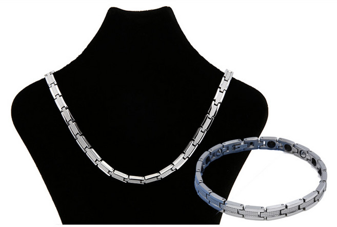 [사노피아] 티타늄 희토류 게르마늄건강 목걸이 팔찌 사노디아 스포츠목걸이 부모님선물 건강팔찌 추석선물, 목걸이 팔찌 세트, 남성, 실버, 1개