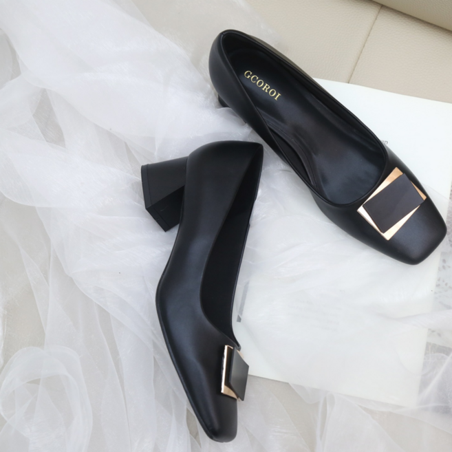 발이 전혀 안아픈 구두 GCOROI 블롱드 4cm 사각코 펌프스 구두 꼬로이